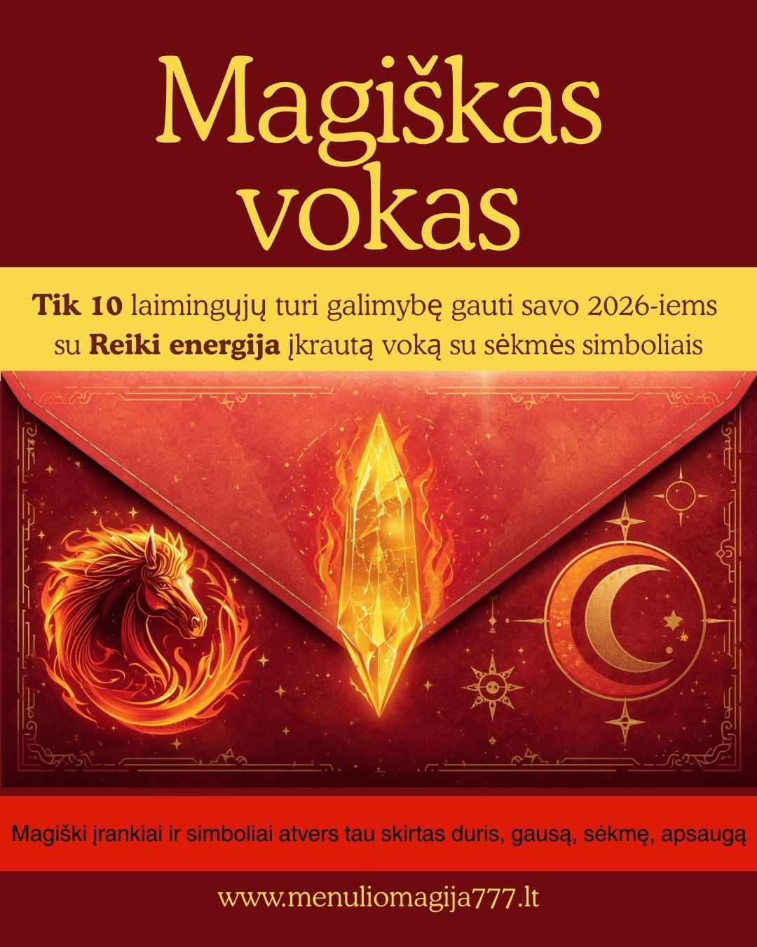 Magiškas vokas su simboliais 2026-iems Tau padėti